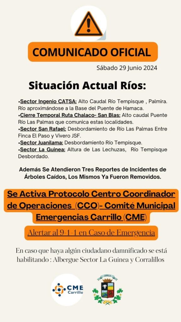 comunicado oficial estado rios